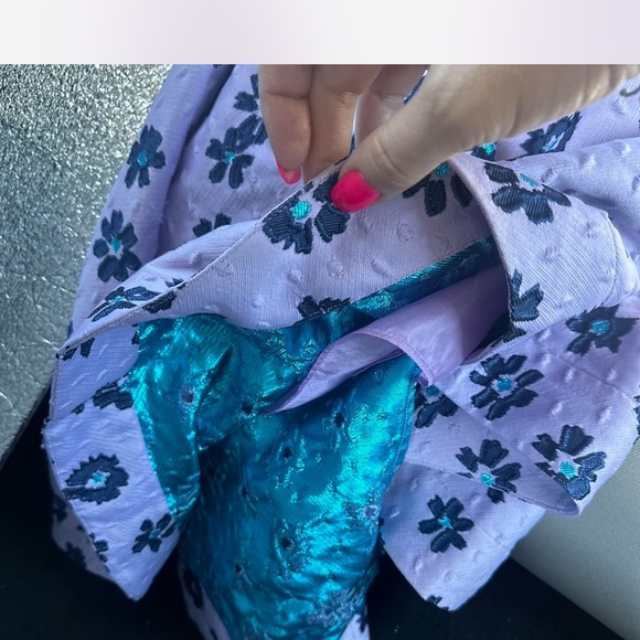 Shoshanna Strapless Dress in Lavender and Navy - Picture 3 of 4